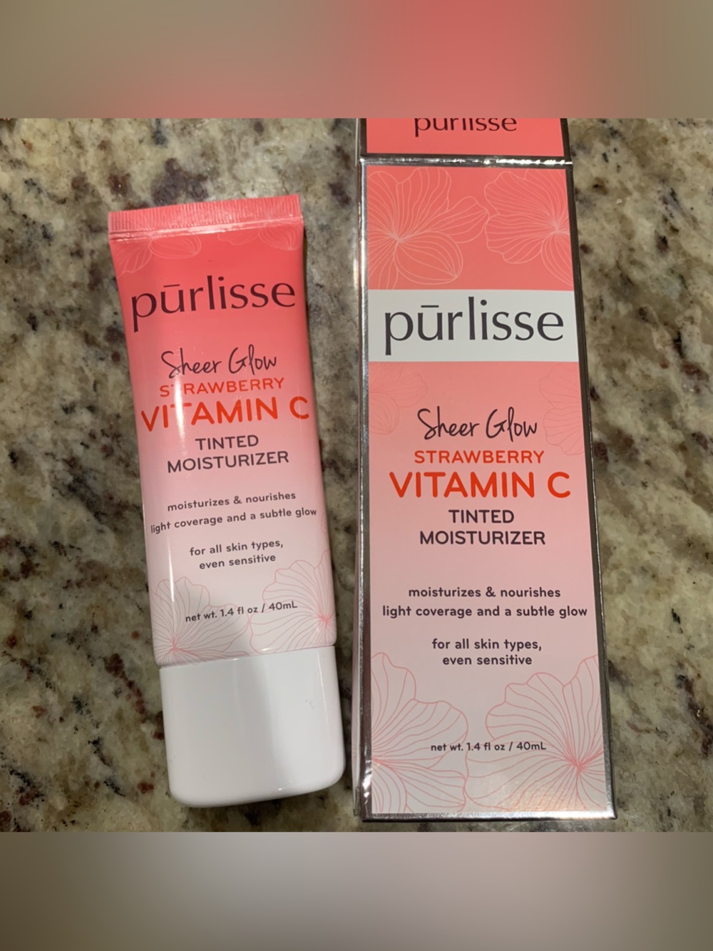 Purlisse Sheer Glow Strawberry Vitamin C Tinted Moisturizer FAIR 1.4 Oz